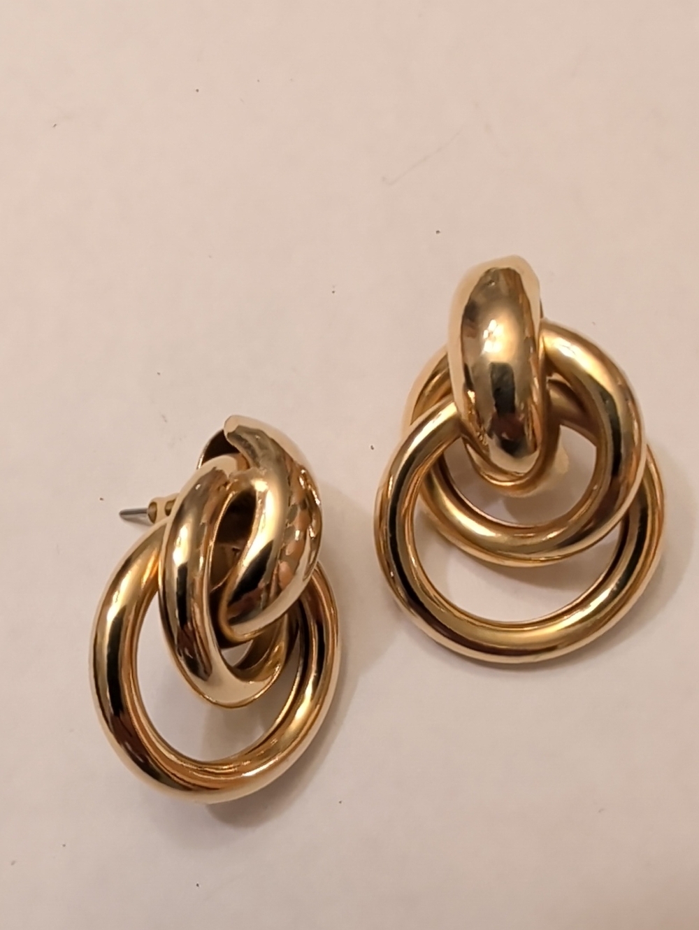 Gold-Tone Interlocking Hoop Drop Earrings - Women Jewelry